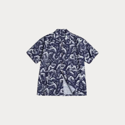 Vintage Cuban Collar Shirt – Men's Summer Hawaiian Print Vacation Short Sleeve Blouse